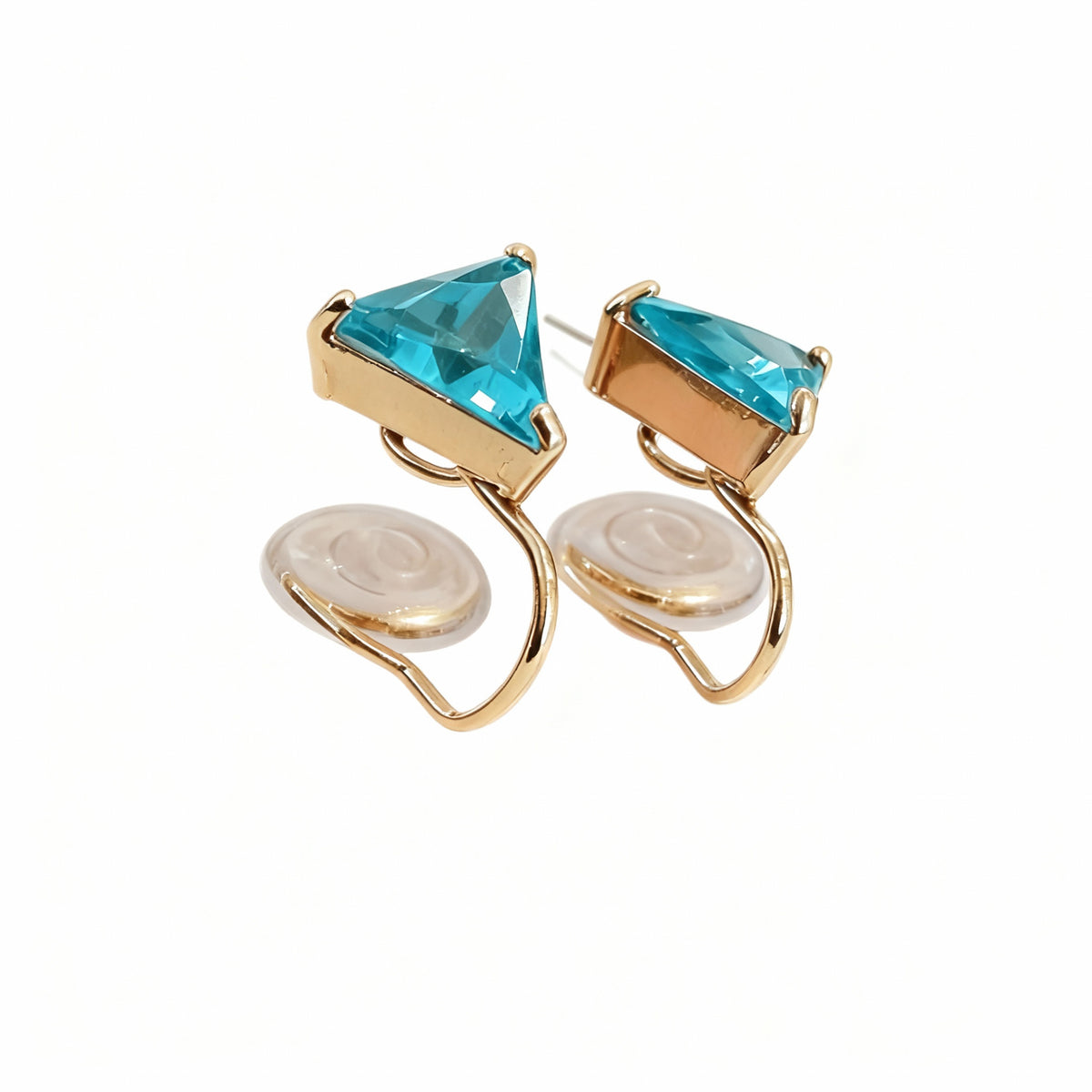 Triangle Blue Gemstone Stud Earrings - B606