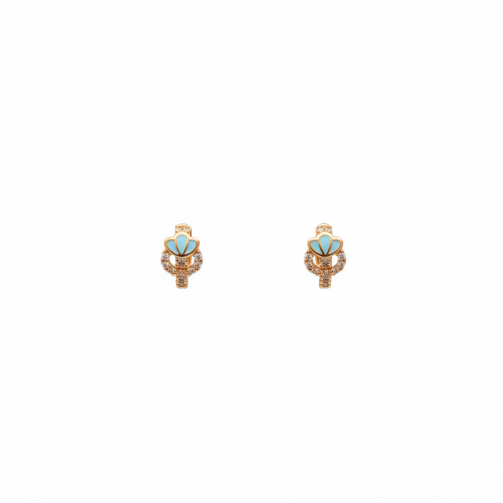 Turquoise Bloom Crystal Stud Earrings - B676