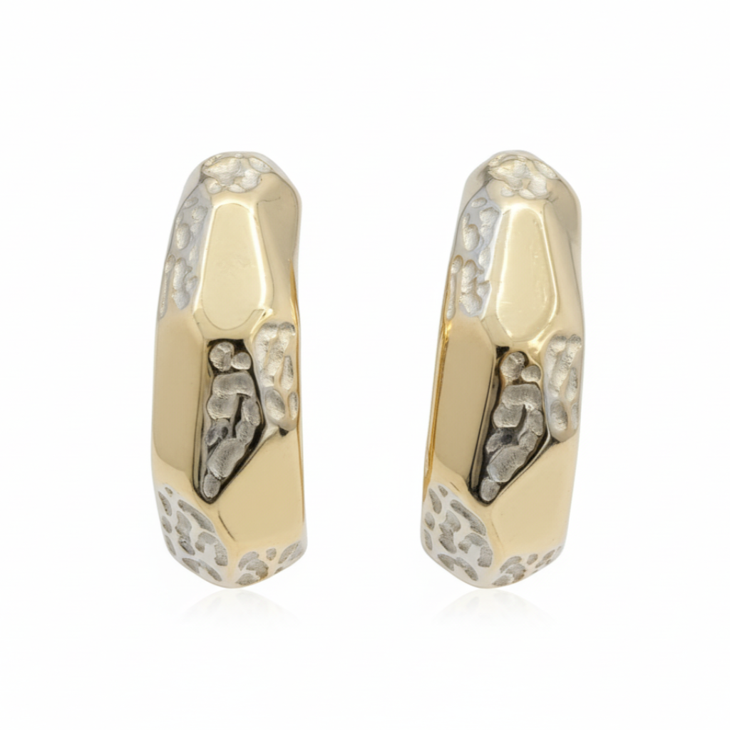 Vintage Carved Hoop Earrings - B396