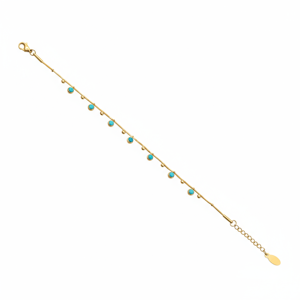 Turquoise Drop Charm Bracelet - B475