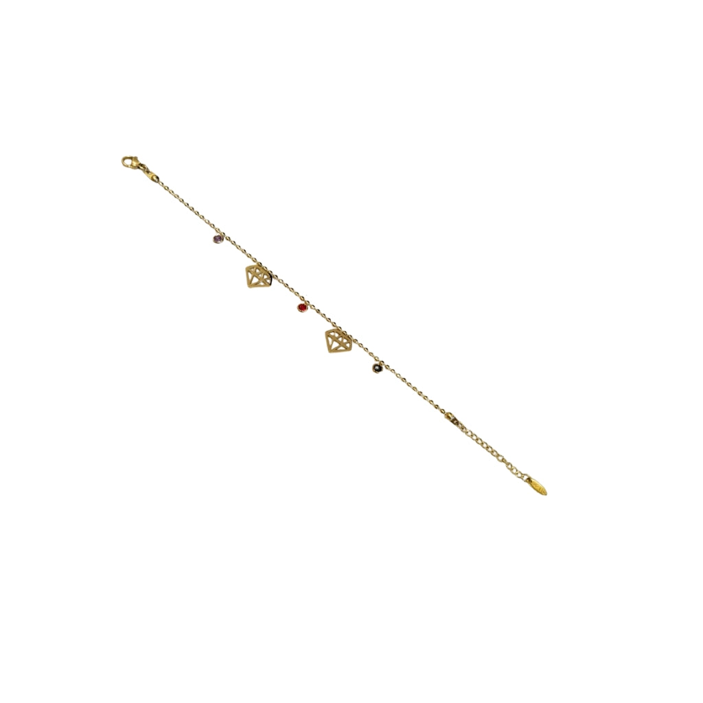 Golden Gem Diamond Charm Bracelet - B452