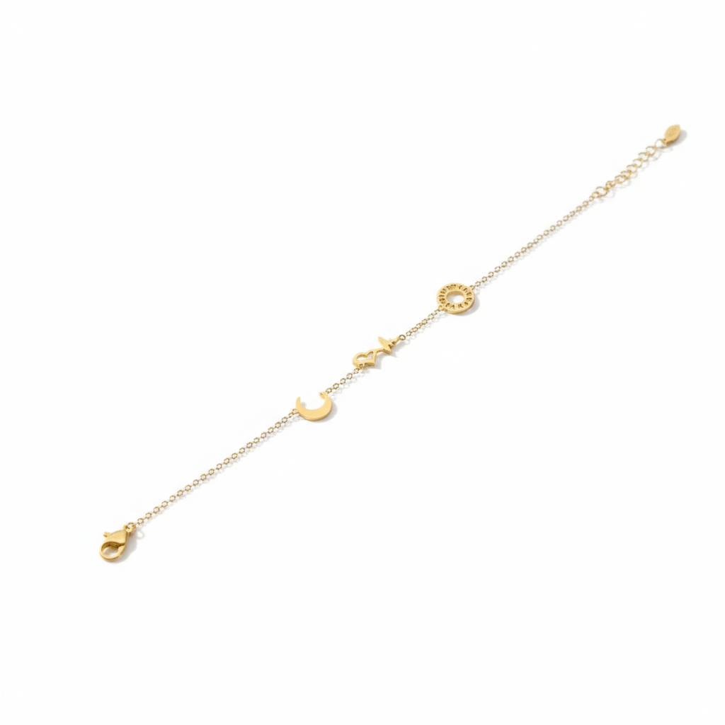 Double Heart Gold Bracelet - B456