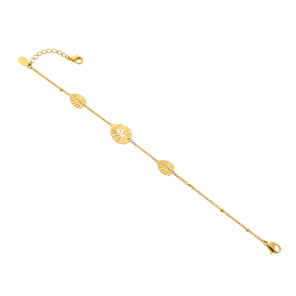 Gold Monstera Leaf Bracelet - B453