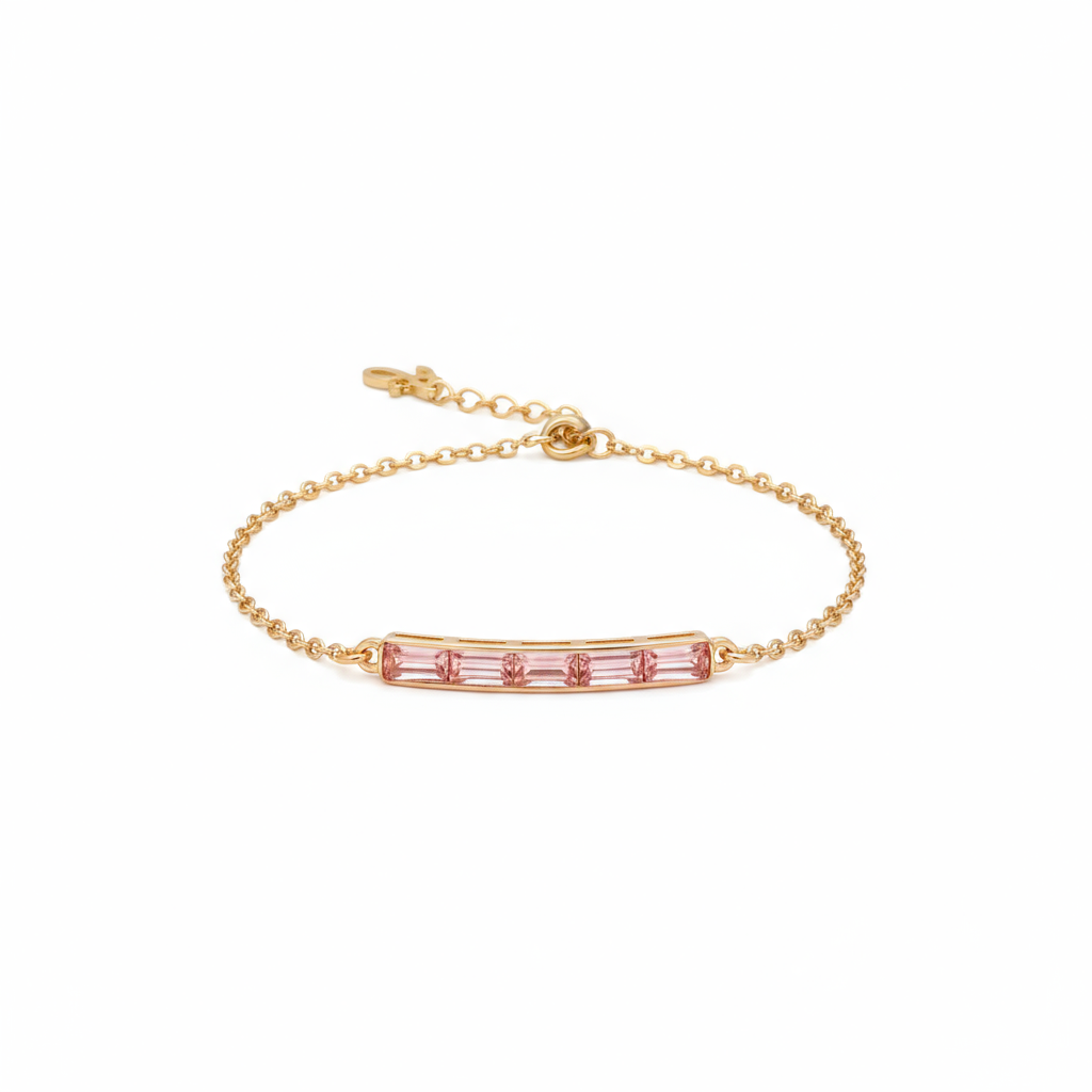 Pink Crystal Gold Bracelet - B454