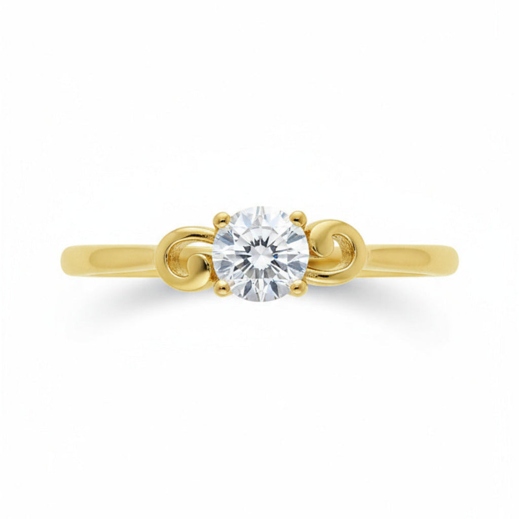 Golden Sparkle Solitaire Ring - B112