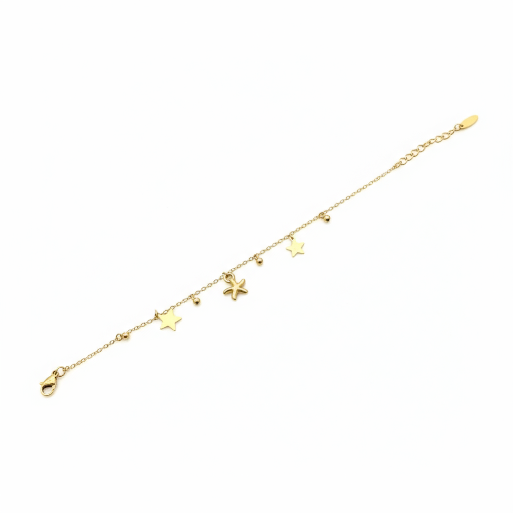 Golden Star Charm Bracelet - B457