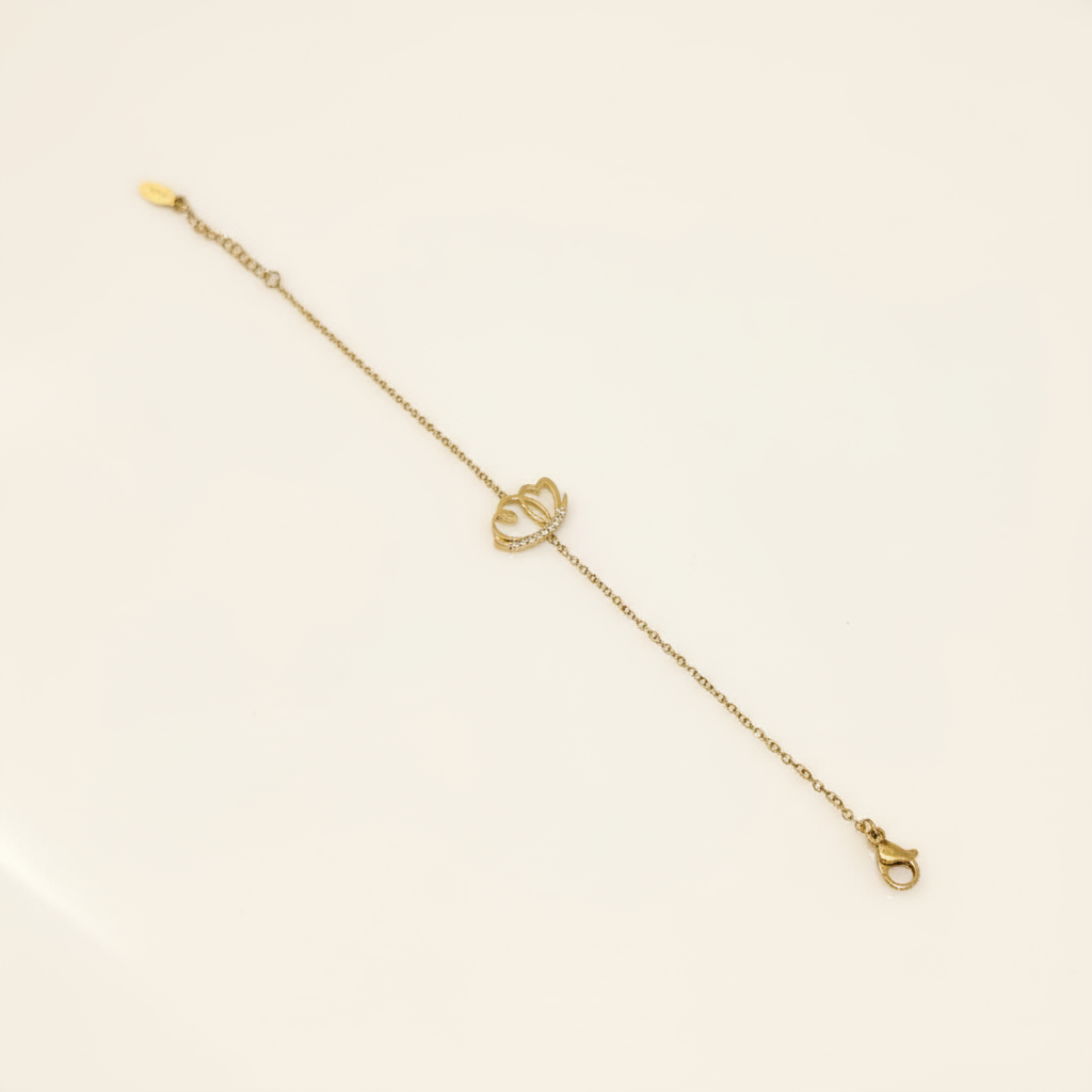 Double Heart Gold Bracelet - B455